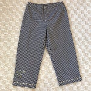 A.M.I Vintage Gingham Embroidered Retro Pants